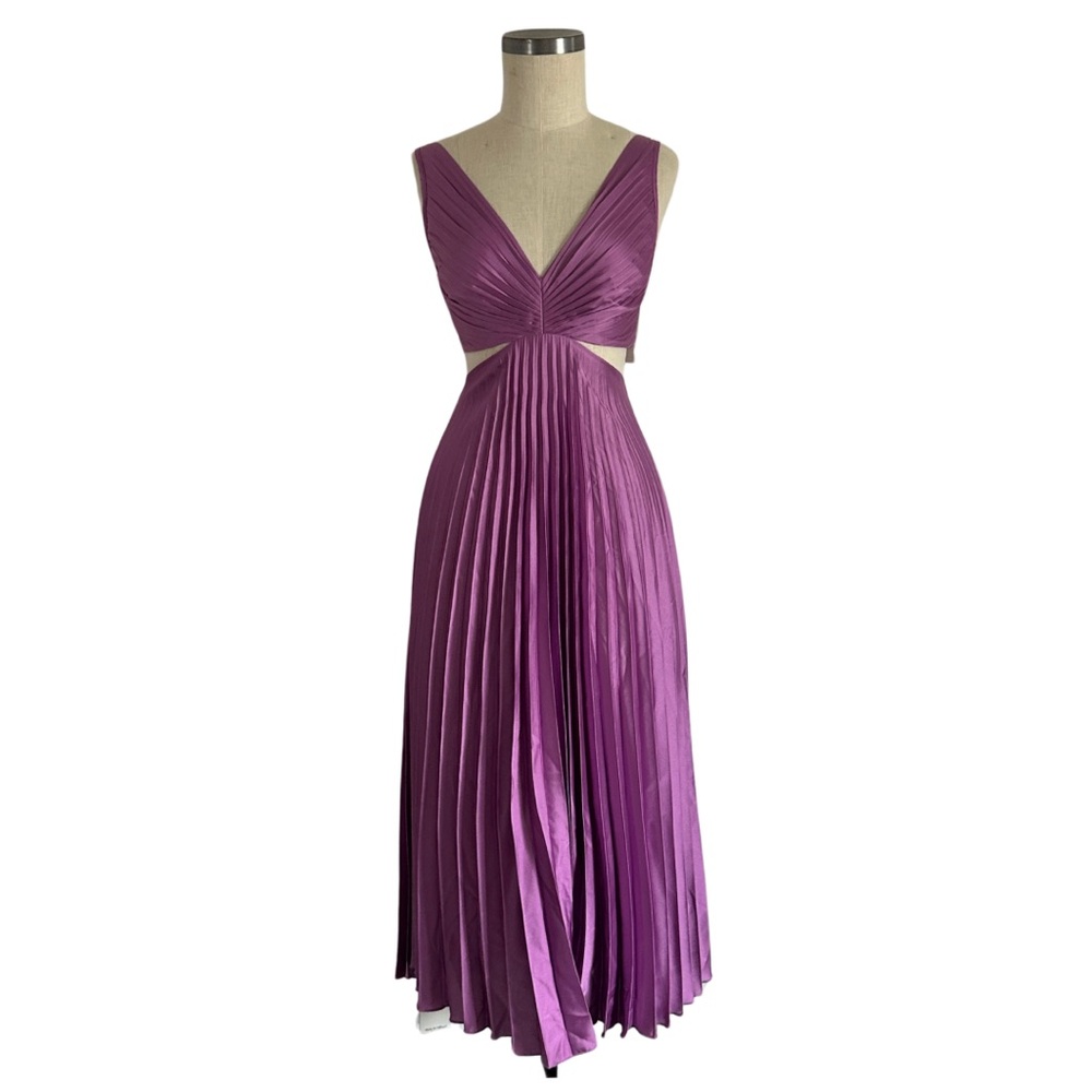 Abercrombie & Fitch Purple Pleated Midi Dress